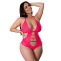 Get It Girl Halter Teddy with Snap Crotch (Diva Pink, Queen)