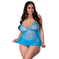Flirty Hearts Flutter Babydoll & High Leg Tanga Set (Blue Sugar Queen)