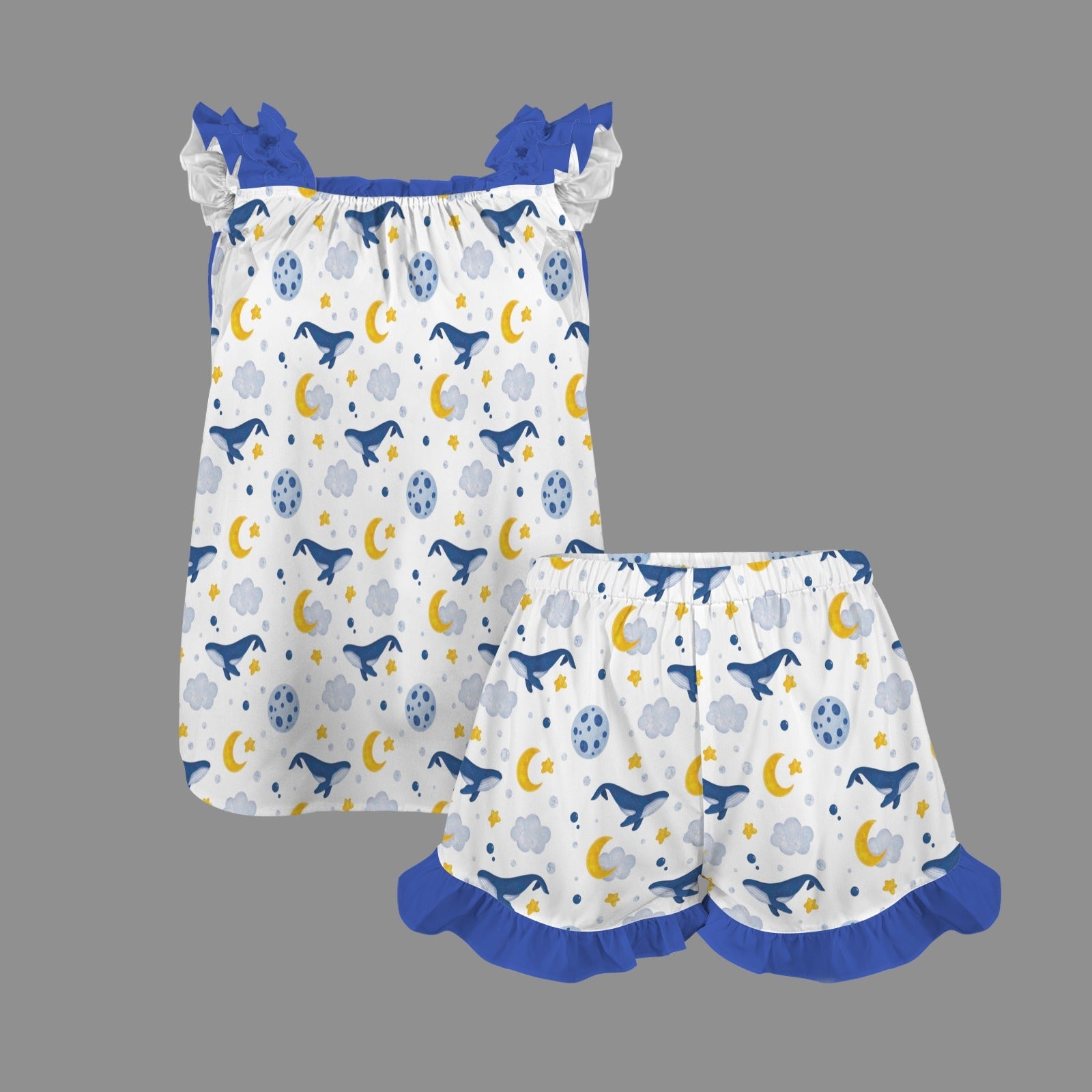 Sleepy Whale Ruffle Pajama Set