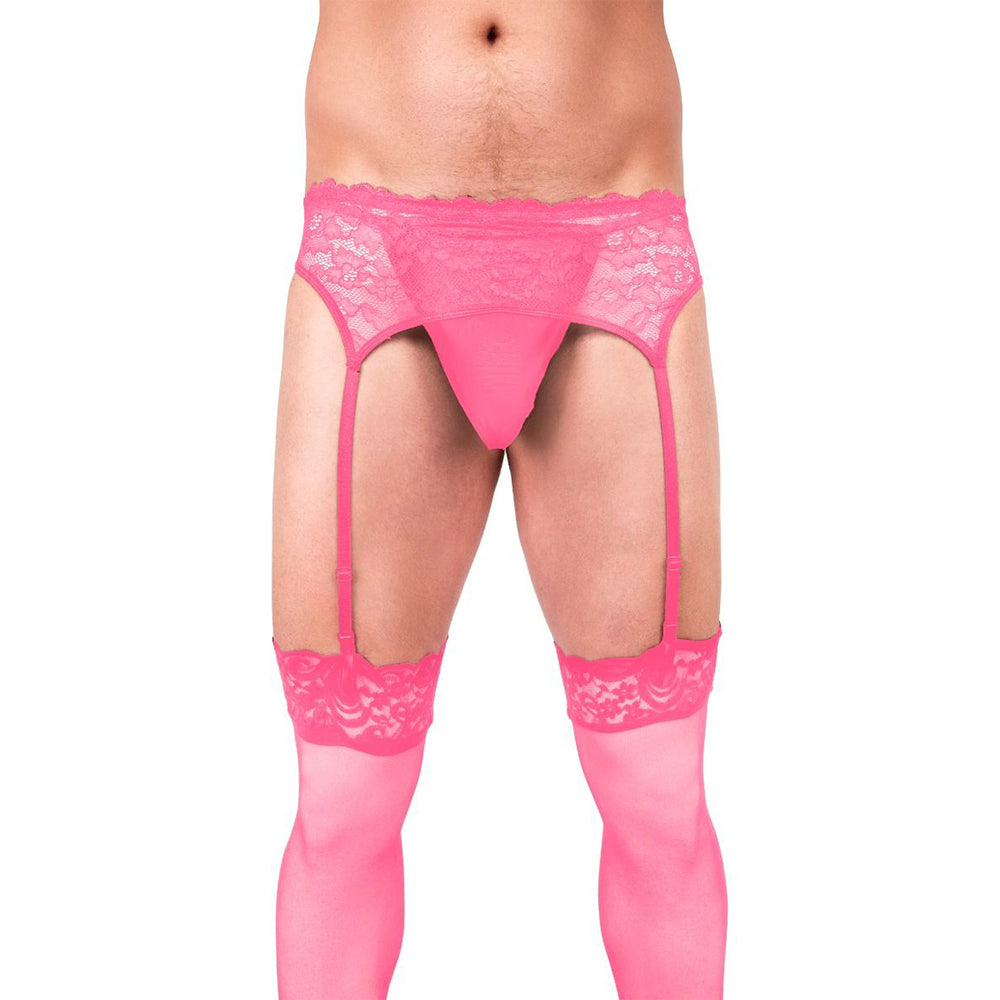 Prowler Lace Garter Set Pink M