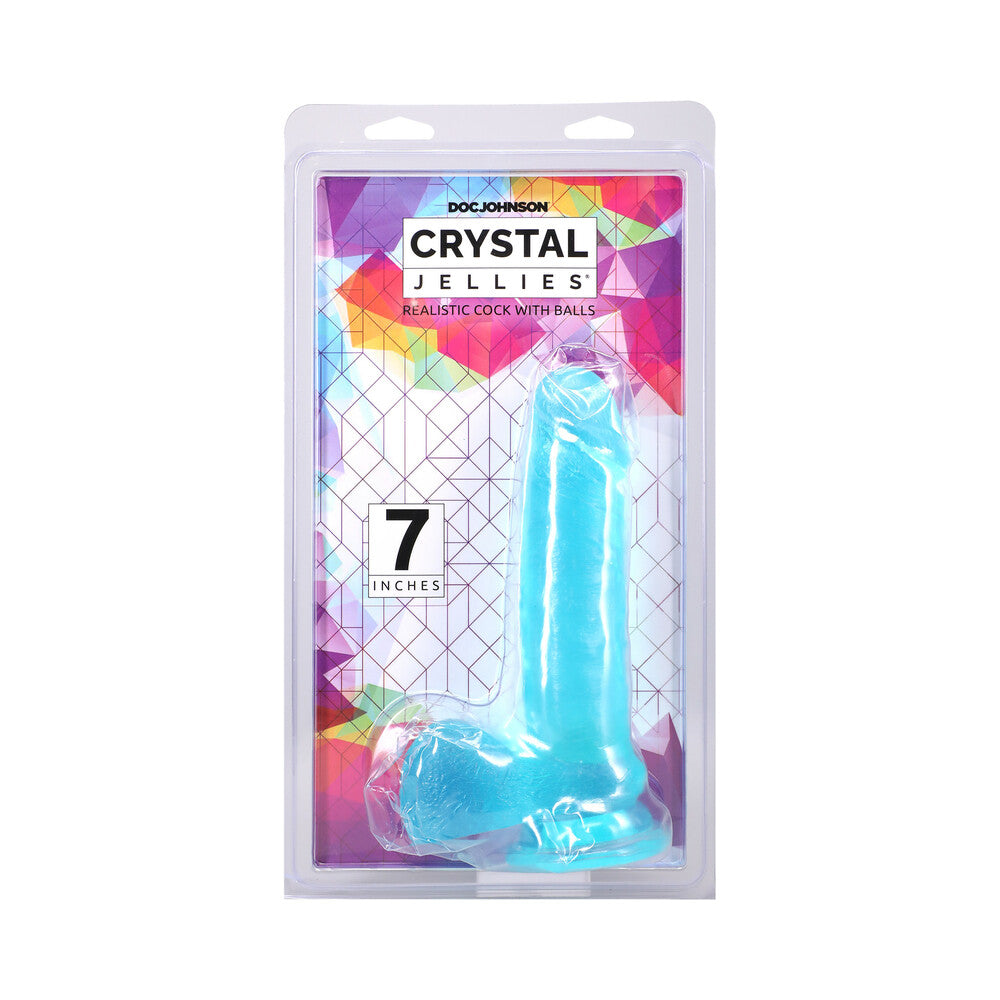 Crystal Jellies 7 " Realistic Cock with Balls Teal