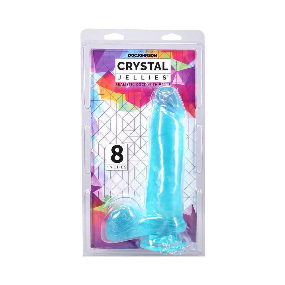 Crystal Jellies 8 " Realistic Cock with Balls Teal