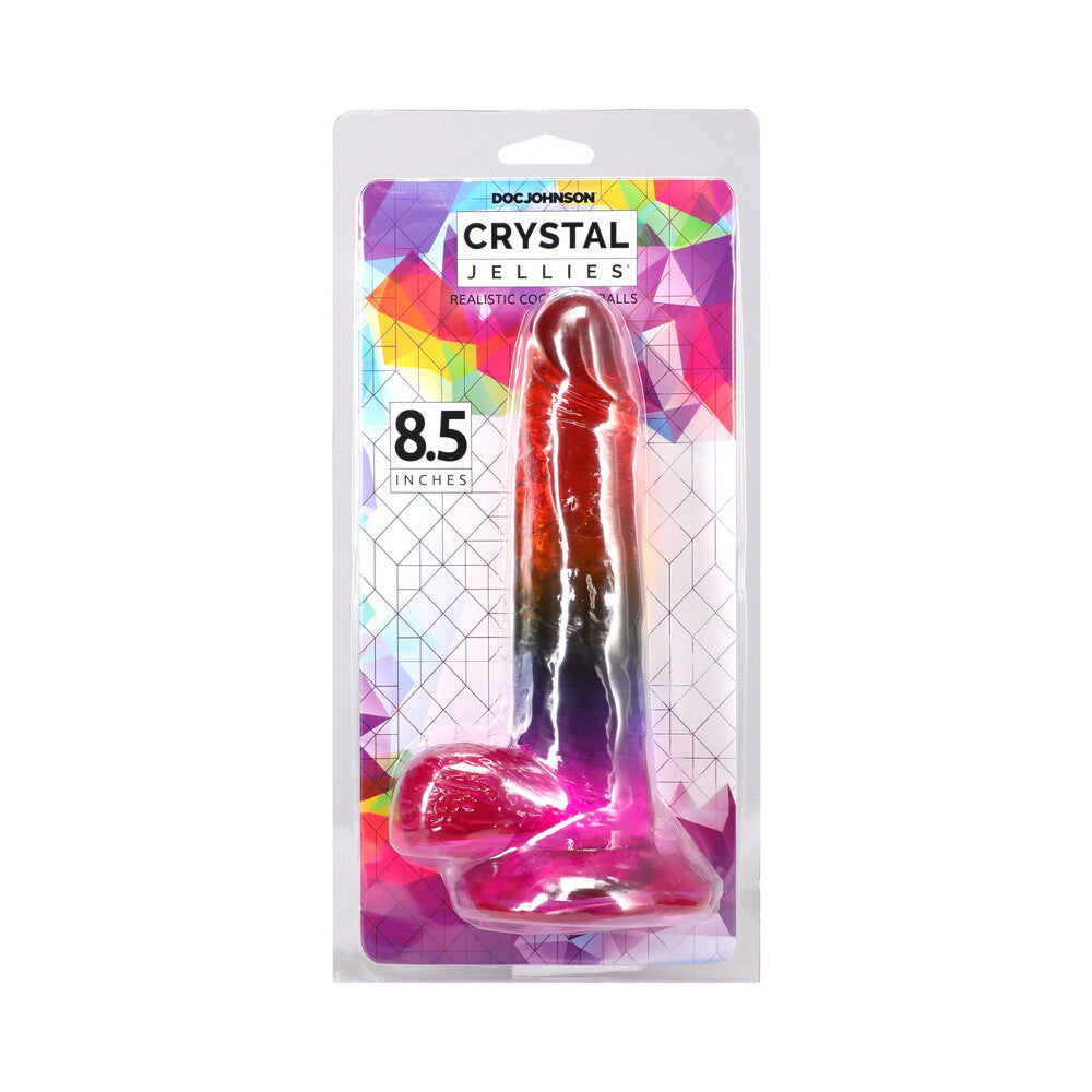 Crystal Jellies 8.5 " Realistic Cock with Balls Rainbow