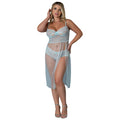 Blue Sky Long Chemise and Boy Short Panty (Blue, Queen)