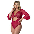 Black Cherry 3/4 Sleeve Playsuit (Cherry, Queen)