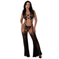 Black Cherry Plunge Top with Removable Chaps & Cheeky Panty (Black, L/XL)