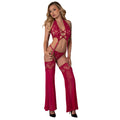 Black Cherry Plunge Top with Removable Chaps & Cheeky Panty (L/XL)