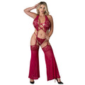 Black Cherry Plunge Top with Removable Chaps & Cheeky Panty (Queen)