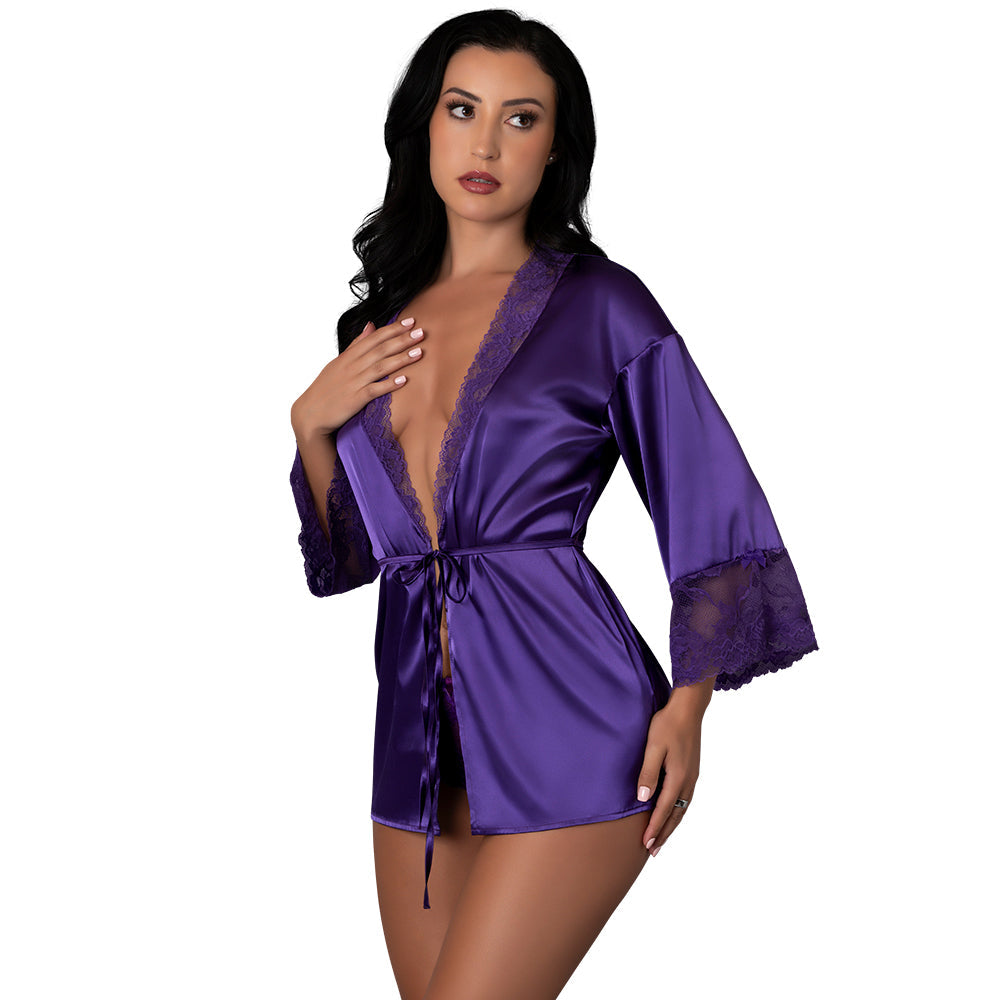 Satin Petals Robe (Purple, S/M)