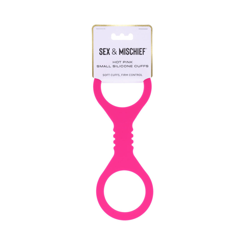 Sex & Mischief Silicone Cuffs (Small, Hot Pink)