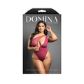 Domina Crotchless One-Shoulder Teddy with Asymmetrical Zipper (Berry, Queen)