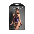 Domina Gartered Bustier & Crotchless Panty with Detachable Restraints (Deep Purple) (S/M)