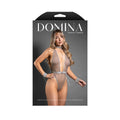 Domina Crotchless Plunge Teddy with Chain-Link Choker and Detachable Cuffs (Gray, S/M)