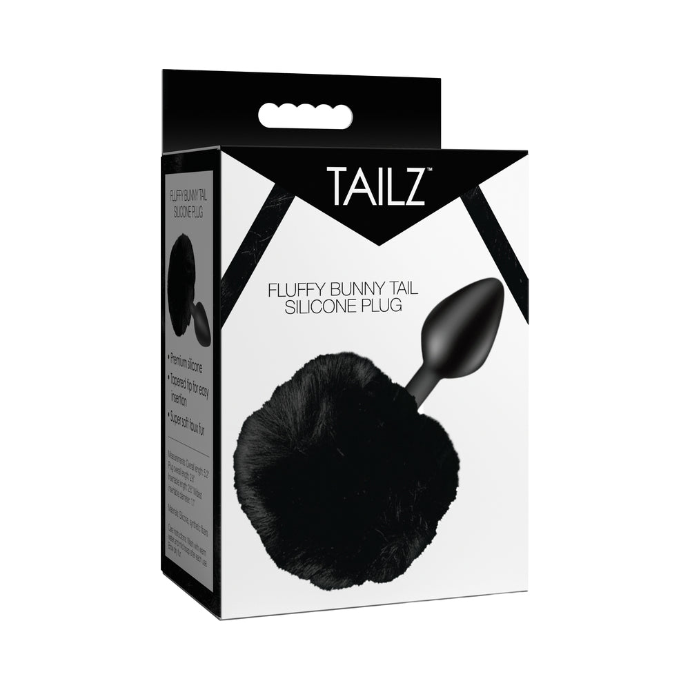 Fluffy Bunny Tail Silicone Plug (Black)