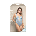 Opulence Split Pearl Cup Open-Back Teddy with Pearl String Crotch (Light Blue, M/L)