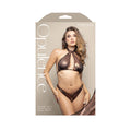 Opulence Pearl Underbust Halter Top & Adjustable Pearl String Open Panty (Chocolate, S/M)