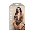Opulence Crotchless Pearl Plunge Halter Teddy with Adjustable Pearl G-String (Chocolate, Queen)