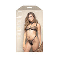 Opulence Underwire Bra & G-String with Removable Pearl Harness (Black, S/M)