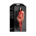 Sheer Striped Halter Teddy Bodystocking with Cut-Out Back (Red, Queen)