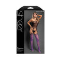 Sheer Halter Bodystocking and G-String (Black/Purple) (O/S)