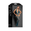 Sheer Crotchless Plunge Halter Teddy Bodystocking (Dark Teal, O/S)