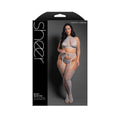 Sheer Halter Top, G-String & Gartered Stockings (Gray, Queen)