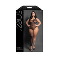 Sheer Asymmetrical Footless Bodystocking (Black, Queen)