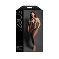Sheer Footless Open-Crotch Halter Bodystocking (Black, Queen)
