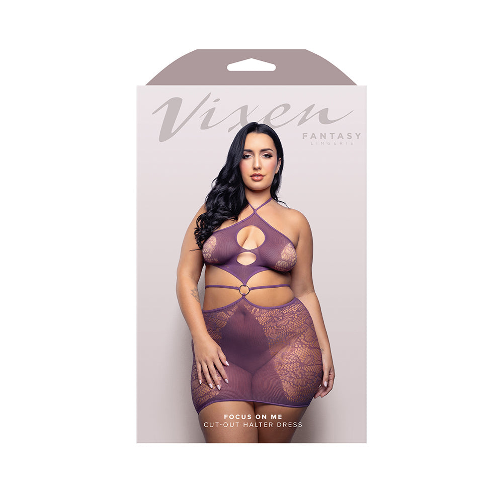Vixen Focus On Me Cut-Out Halter Dress (Purple Wisteria) (Queen Size)