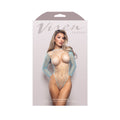 Vixen Open-Back Long Sleeve Teddy Rhinestone Fishnet (Light Blue, O/S)
