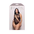 Vixen Teddy with Diagonal Rhinestone Cut-Outs (Black, Queen)