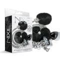 Metal Butt Plug and Furry Handcuff Set (Medium, Black)