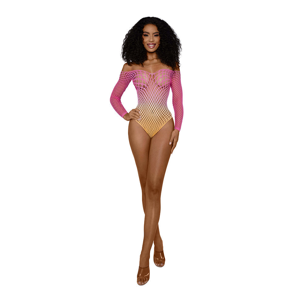 Ombre Net Bodystocking (Tropical Peach) (O/S)