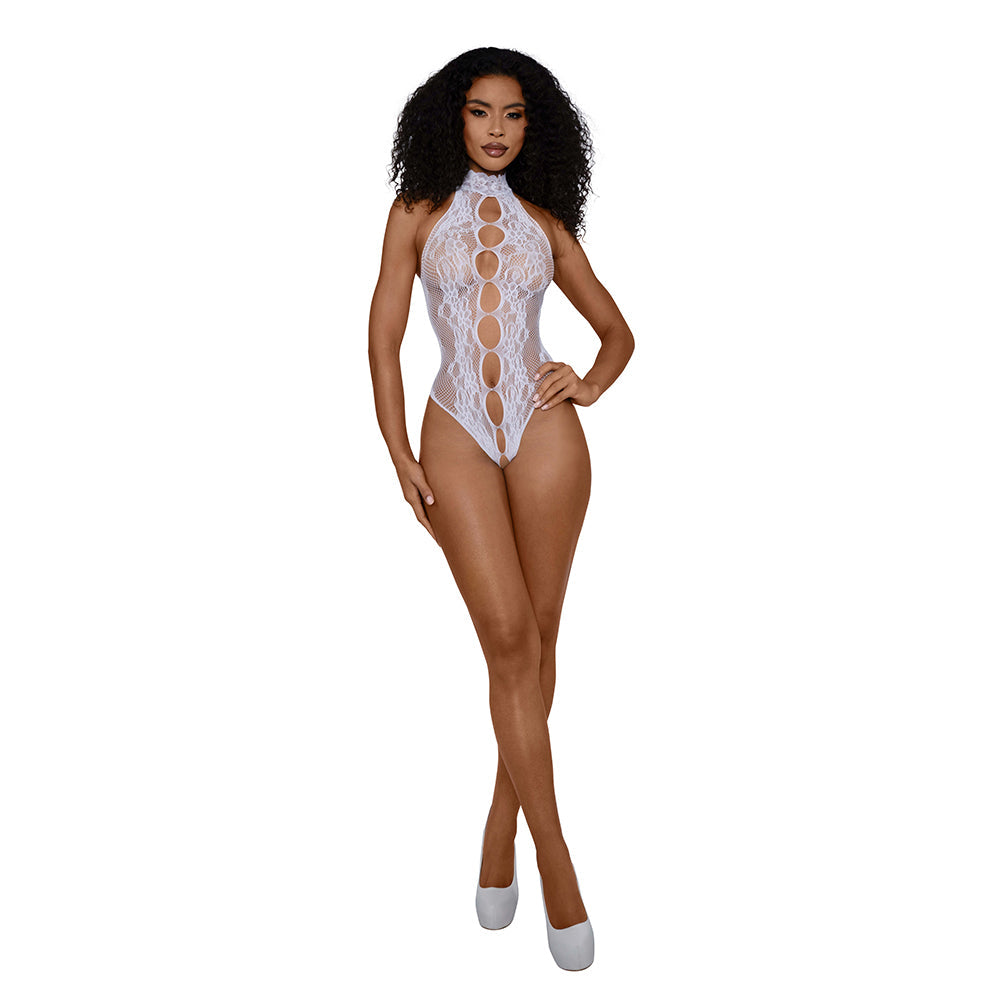 Crotchless Peek-A-Boo Madame Teddy (White, O/S)