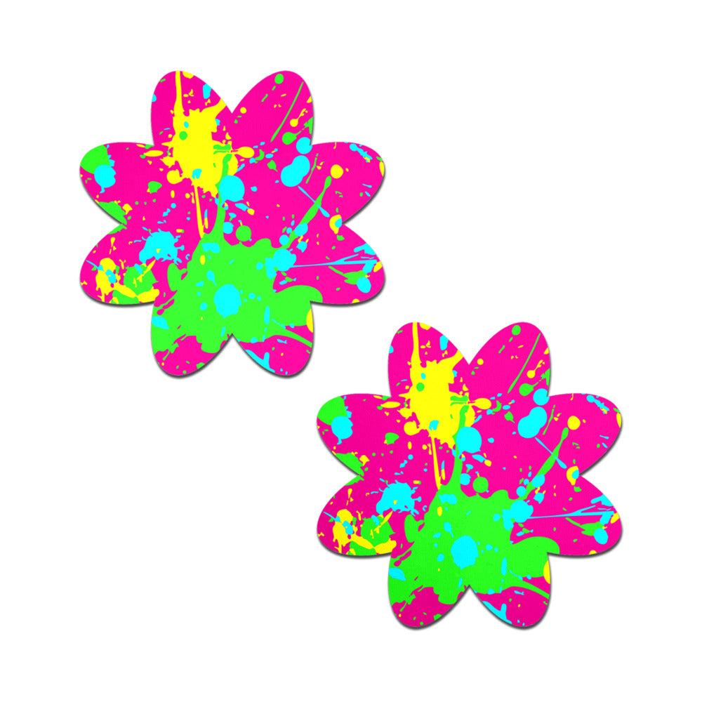 Pastease Neon Pink Graffiti Paint Splatter Petal Breast Pasties