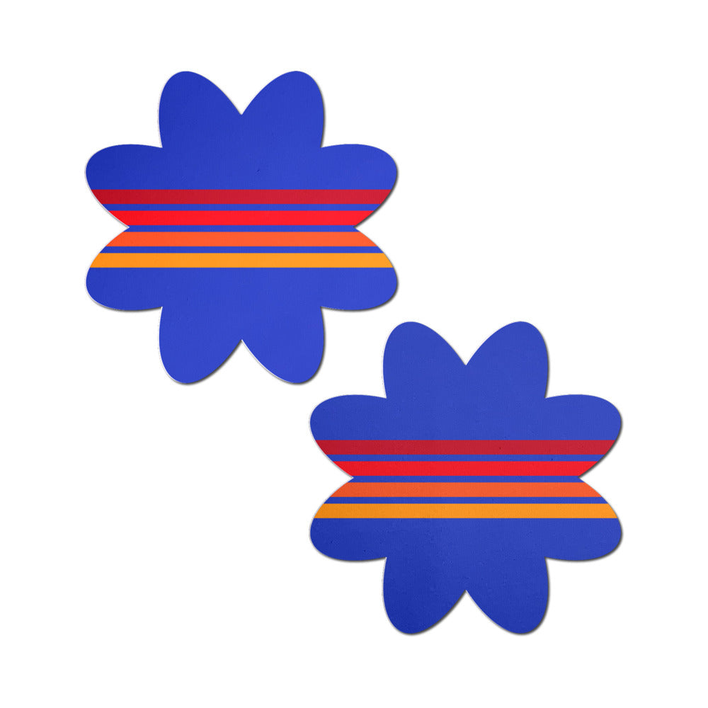 Pastease Vibrant Retro Stripes on Blue Petal Breast Pasties