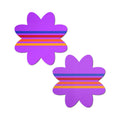 Pastease Colorful Retro Stripes on Purple Petal Breast Pasties