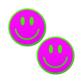 Pastease Neon Green Glow-in-the-Dark Pink Smiley Face Breast Pasties