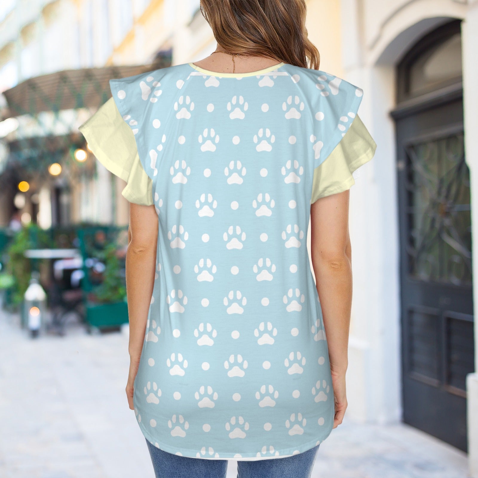 Soft Paw Ruffle V-Neck Play Tee