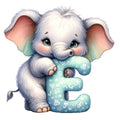 Animal Elephant Letter E Fabric Panel