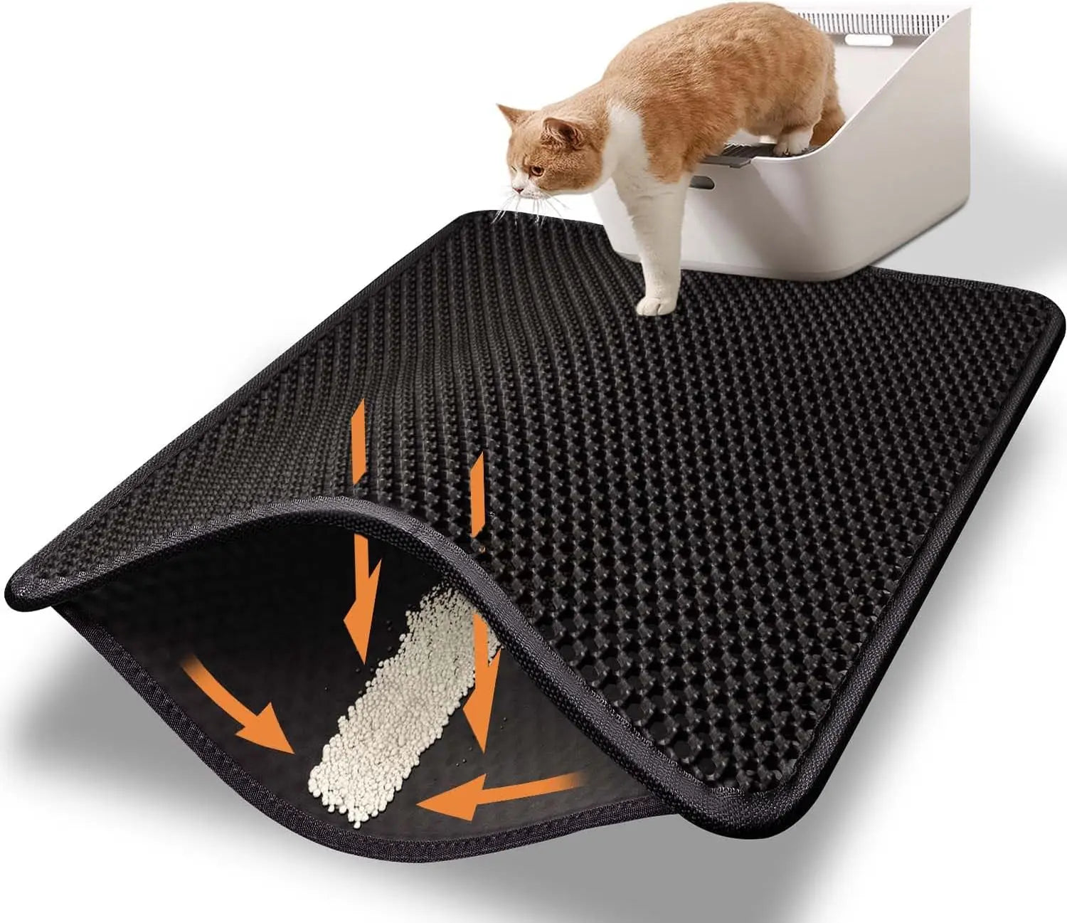 Cat Litter Mat –Waterproof & Urine Proof, Scatter Control, Easy Clean, Washable, BPA-Free