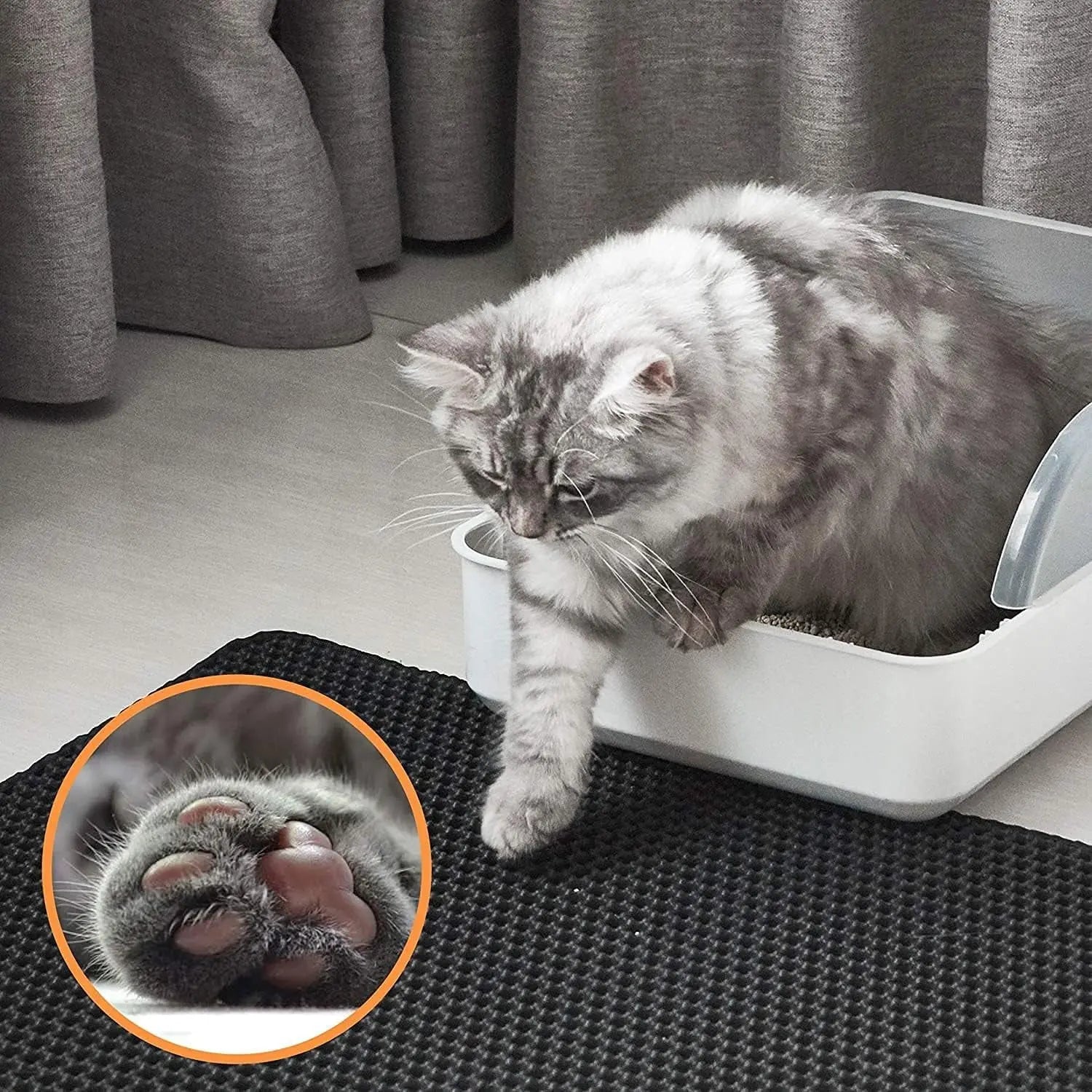 Cat Litter Mat –Waterproof & Urine Proof, Scatter Control, Easy Clean, Washable, BPA-Free