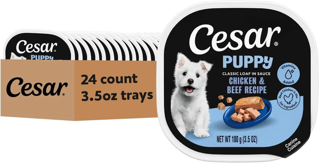Cesar Puppy Classic Wet Dog Food Chicken & Beef or Variety Pack 3.5oz 24ct