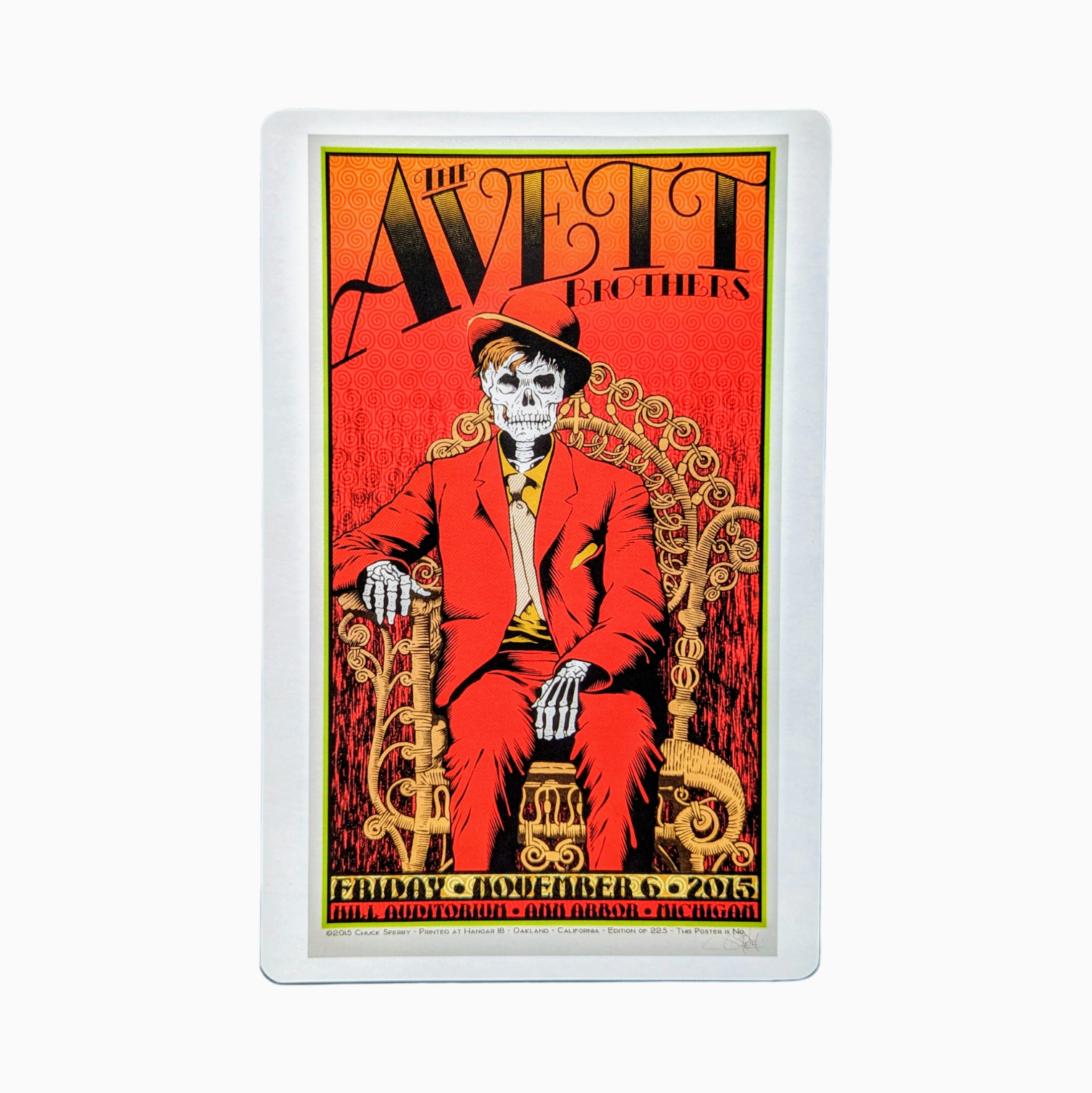 Chuck Sperry The Avett Brothers, Ann Arbor 2015 Art Card