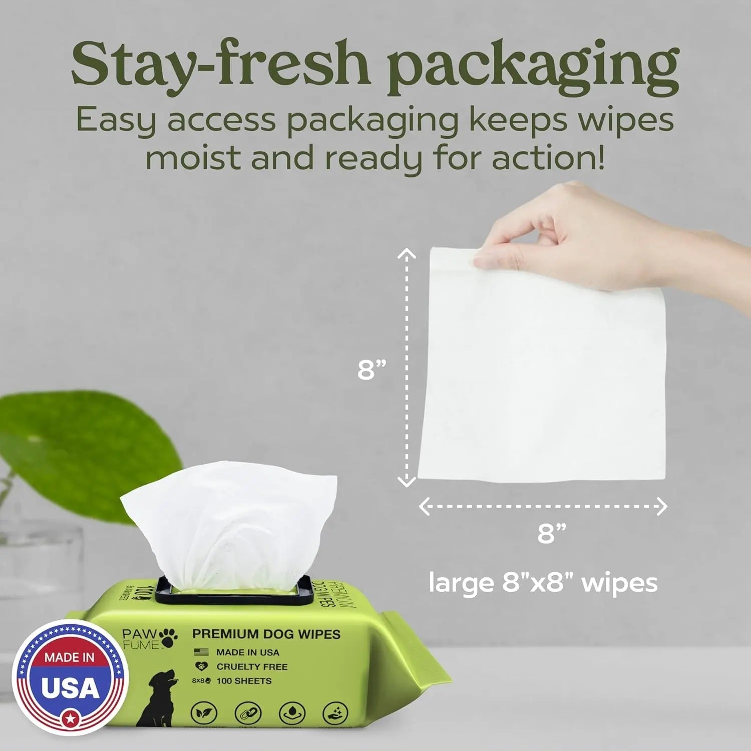 Dog Wipes Hypoallergenic Tear Stain Deodorizing Cat Pet 100 Count