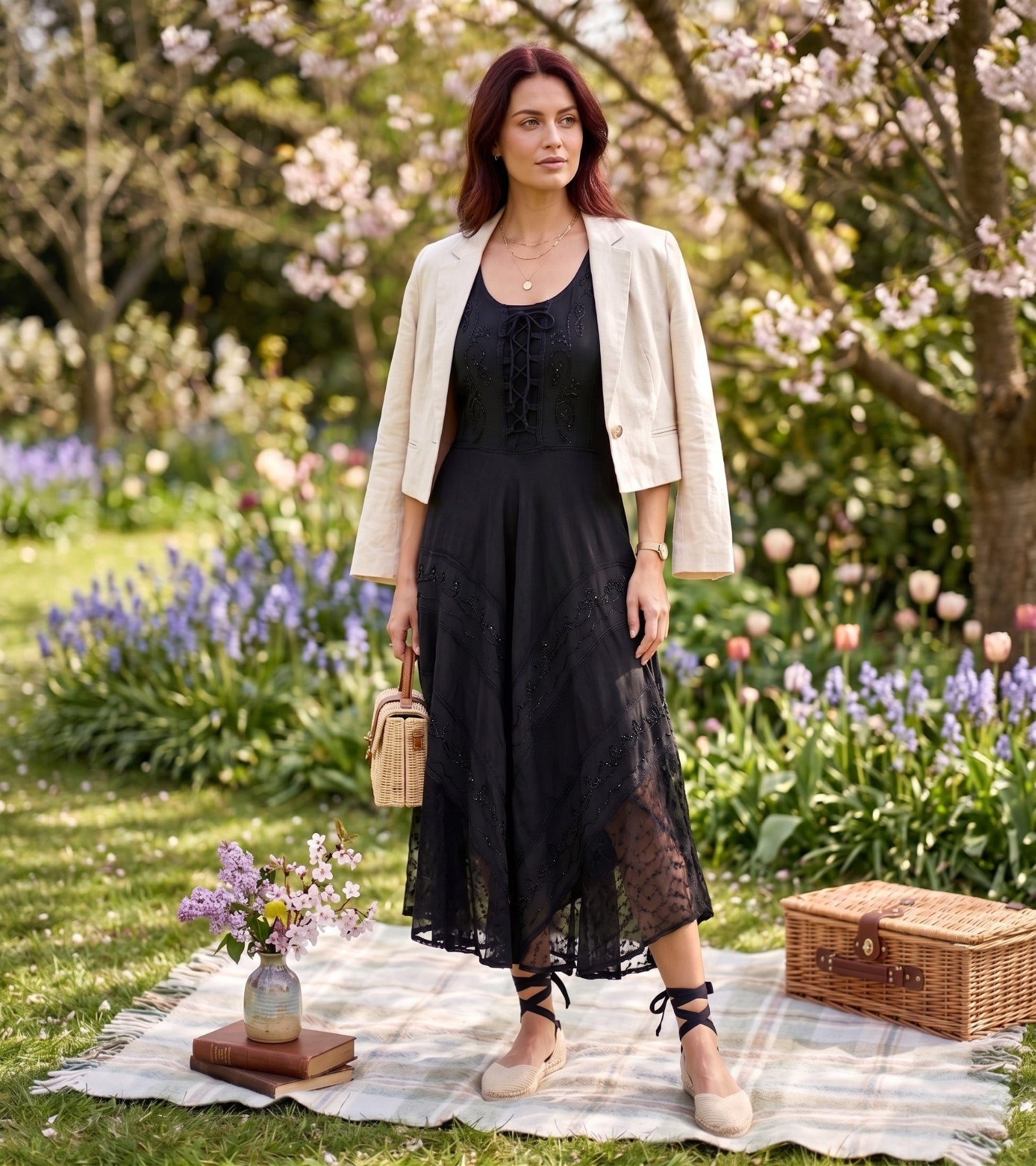 Sakkas Kevina Stonewashed Rayon Embroidered Dress