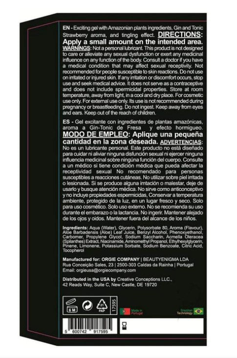 Dual Vibe Gin and Tonic Strawberry Kissable Liquid Vibrator 15ml