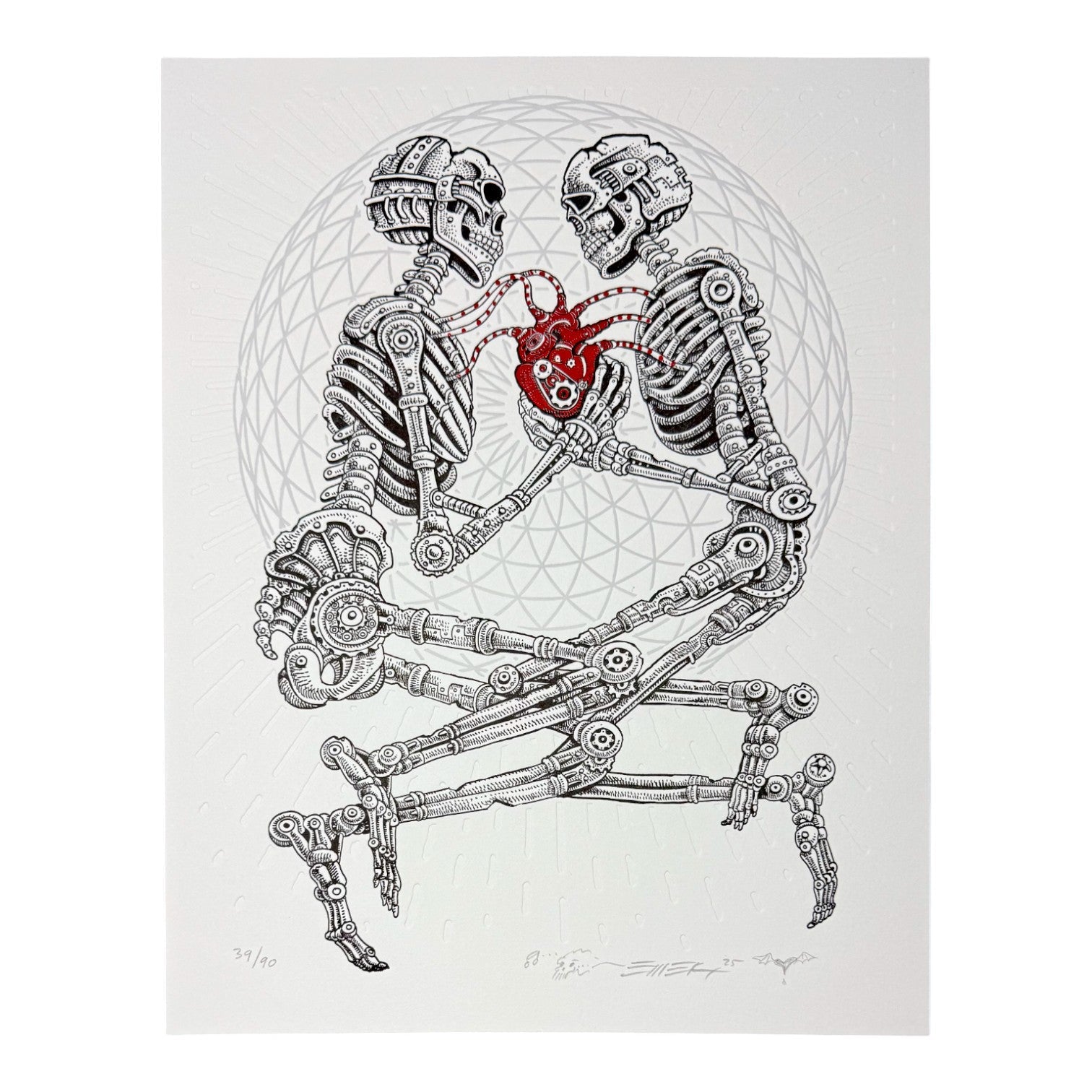 Emek "Embrace" (Gray) Fine Art Letter Press Print