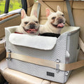 Luxury Dog Booster Car Seat Waterproof PU Leather Safe Buckles Dual Leash