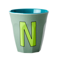 Melamine Cup - Medium with Alphabet in Bluish Colors | Letter N